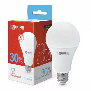 Лампа светодиодная LED-A70-VC 30Вт 230В E27 6500К 2700лм IN HOME 4690612024165 Лампа светодиодная LED-A70-VC 30Вт 230В E27 6500К 2700лм IN HOME 4690612024165