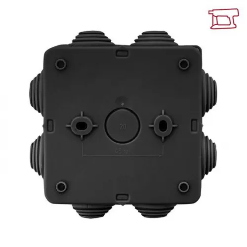 Коробка распаячная КМР-030-031 с крышкой 80х80х50 7 мембранных вводов IP54 черн. EKF plc-kmr-030-031-b фото 3
