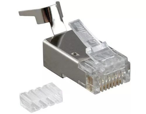 Разъем RJ45(8P8C) PLUG-8P8C-UV-C6-TW-SH-10 под витую пару кат.6 экранир. универс. (уп.10шт) Hyperline 49340