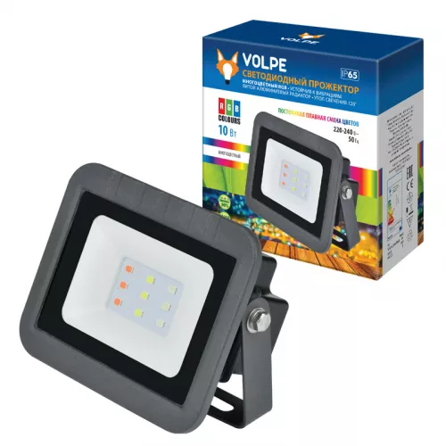 ULF-Q511 10W/RGB IP65 220-240В BLACK Прожектор светодиодный. Мультиколор. Корпус черный. TM Volpe.