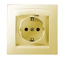 Розетка 1-м СП Simon15 с защ. крышкой защ. шторки с заземл. IP44 сл. кость Simon 1590450-031