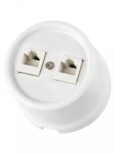 Розетка двойная компьютерная RJ45 белая «Болонь» TDM фото 2