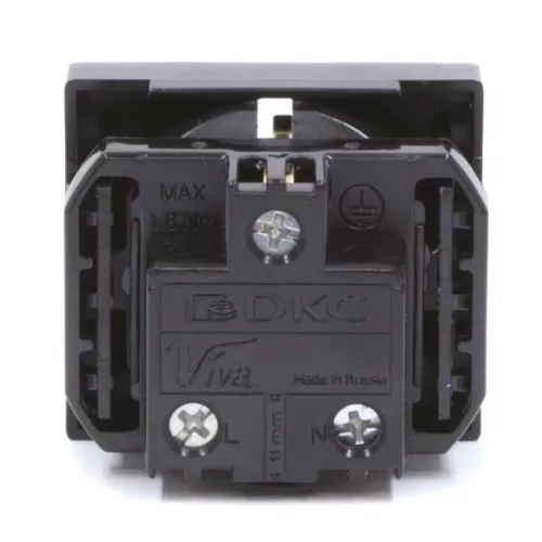 Розетка 1-м 2мод. Viva 16А IP20 2P+E защ. шторки черн. DKC 45205 фото 3