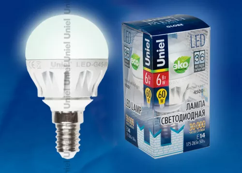 LED-G45-6W/NW/E14/FR ALM01WH пластик