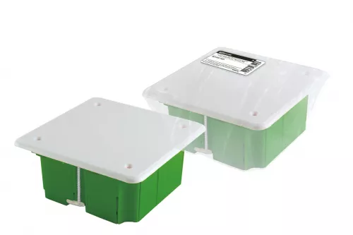 Распаячная коробка СП 92х92х45мм, крышка, метал. лапки, IP20, инд. штрихкод, TDM Распаячная коробка СП 92х92х45мм, крышка, метал. лапки, IP20, инд. штрихкод, TDM