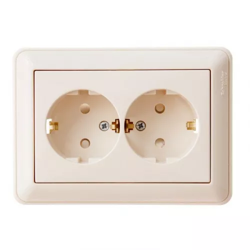Розетка 2-м СП W59 защ. шторки с заземл. сл. кость SchE RS16-255-28 (РС16-255-28)