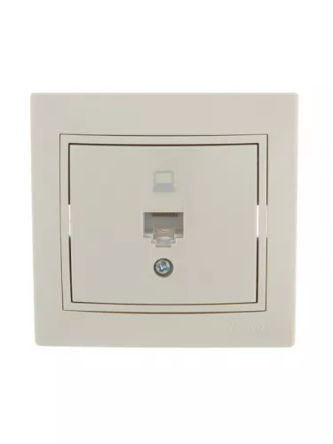 Розетка компьютерная 1-м СП Мира RJ45 крем/крем LEZARD 701-0303-139