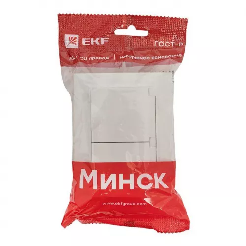 Розетка 2-м СП Минск 16А IP44 с заземл. защ. шторки с крышкой бел. EKF ERR16-129-200-44 фото 4