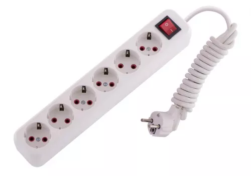 Удлинитель 6х2м с заземл. 16А IP20 с выкл. LEZARD 720-0602-602