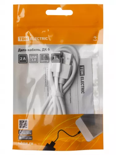 Дата-кабель, ДК 6, USB - Lightning, 1 м, белый, TDM фото 4