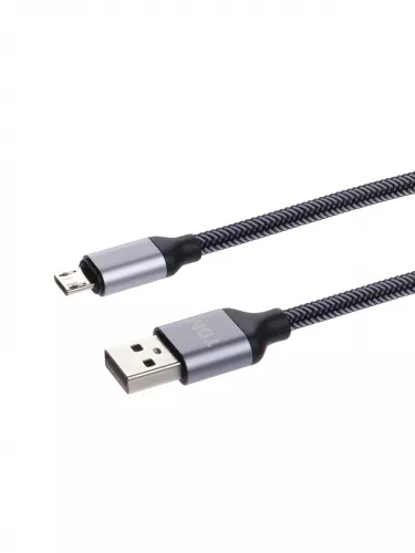 Дата-кабель, ДК 10, USB - micro USB, 1 м, тканевая оплетка, серый, TDM фото 3 Дата-кабель, ДК 10, USB - micro USB, 1 м, тканевая оплетка, серый, TDM фото 3