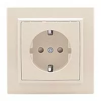 Розетка 1-м СП Минск 16А IP20 с заземл. защ. шторки беж. EKF ERR16-028-200