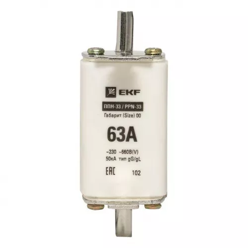 Вставка плавкая ППН-33 160/63А габарит 00 PROxima EKF fus-33/160/63 фото 3