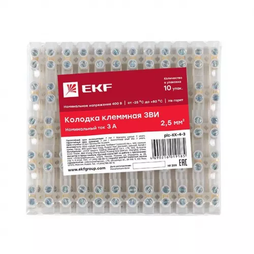 Колодка клеммная полистирол 4мм 3А EKF plc-KK-4-3 фото 4