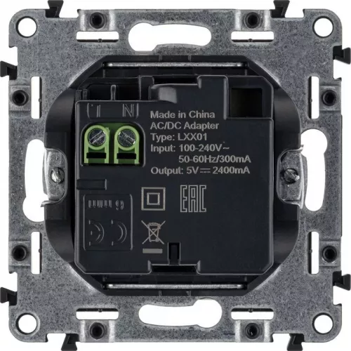 Механизм розетки USB Valena Life 2 разъема 240В/5В 2400мА с лиц. панелью бел. Leg 753412 фото 3