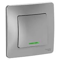 Выключатель 1-кл. СП Blanca 10А IP20 (сх. 1) 250В с подсветкой алюм. SchE BLNVS010113