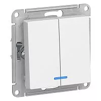 Механизм выключателя 2-кл. СП AtlasDesign 10А IP20 (сх. 5а) 10AX с подсветкой бел. SchE ATN000153