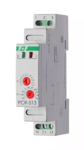 Реле времени PCR-513 (задержка вкл. 230В 8А 1перекл. IP20 монтаж на DIN-рейке) F&F EA02.001.003