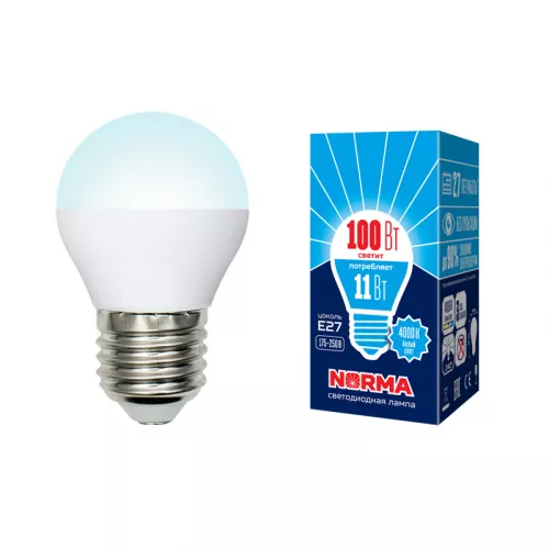 Светодиодная лампа Volpe LED-G45-11W/NW/E27/FR/NR. Форма шар, матовая. UL-00003834