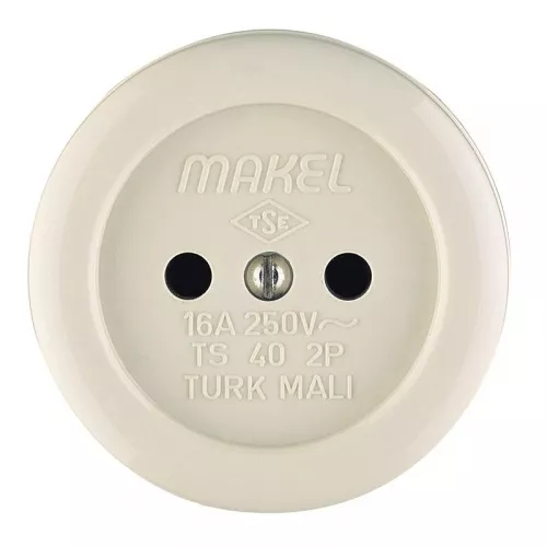 Розетка 1-м ОП 16А IP20 круглая без заземл. Makel 16012