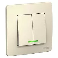 Выключатель 2-кл. СП Blanca 10А IP20 (сх. 5) 250В с подсветкой молочн. SchE BLNVS010512