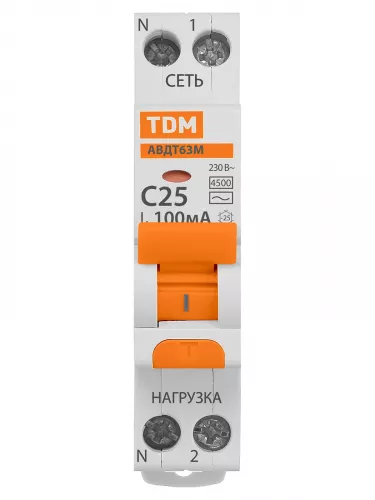 АВДТ 63М 2P(1P+N) C32 100мА 4,5кА тип АС TDM фото 3