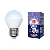 LED-G45-11W/DW/E27/FR/NR Лампа светодиодная. Форма "шар", матовая. Серия Norma. Дневной белый свет (6500K). Картон. ТМ Volpe