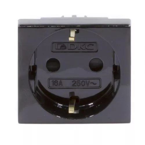 Розетка 1-м 2мод. Viva 16А IP20 2P+E защ. шторки черн. DKC 45205