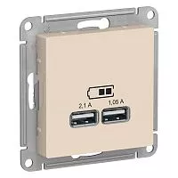 Механизм розетки USB AtlasDesign 5В 1порт х 2.1А 2порта х 1.05А беж. SchE ATN000233