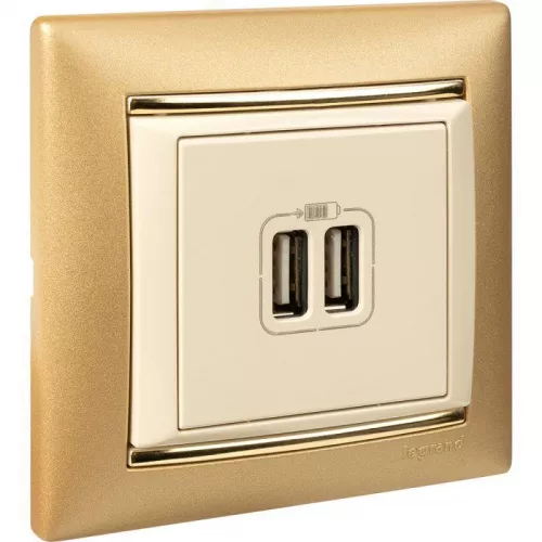 Розетка USB 2-м СП Valena сл. кость Leg 774170 фото 4