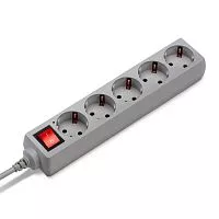 Удлинитель с сетевым фильтром 5х1.5м с заземл. 7А IP20 500SL-1.5-G CCA 3х0.75 сер. BURO 354120