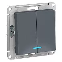 Механизм выключателя 2-кл. СП AtlasDesign 10А IP20 (сх. 5а) 10AX с подсветкой грифель SchE ATN000753