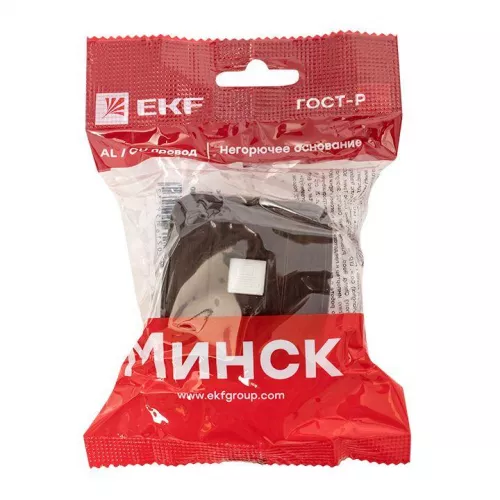 Розетка RJ-45 1-м ОП Минск 1А 120В темное дерево EKF EGK01-035-40 фото 2
