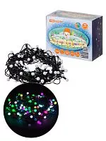 Гирлянда светодиодная "Шарики" 100LED, 10м, многоцвет., каучук чер., посл.подключ., 250 В, IP65, TDM