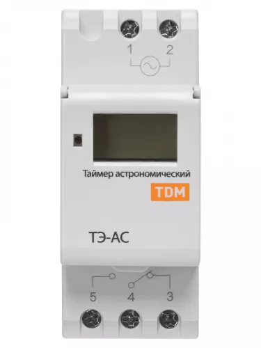 Таймер электронный ТЭ-АС-1мин/24ч-8on/off-16А-DIN (астрономический) TDM фото 3 Таймер электронный ТЭ-АС-1мин/24ч-8on/off-16А-DIN (астрономический) TDM фото 3
