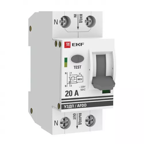 Устройство защиты от дугового пробоя 1P+N C 20А 6кА УЗДП PROxima EKF afdd-2-20C-pro