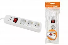 Удлинитель бытовой  У03В-USB 3 гнезда, 2USB разъема, 1,5 метра, вык., з/к, ПВС 3х1мм2  16А/250В TDM