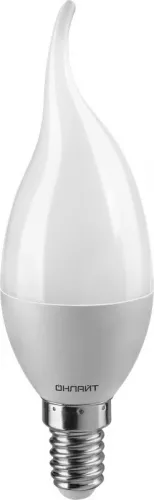 Лампа светодиодная 71 621 OLL-FC37-6-230-4K-E14-FR 6Вт свеча на ветру 4000К бел. E14 470лм 220-240В ОНЛАЙТ 71621