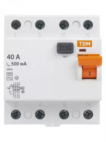 УЗО ВД1-63 4Р 40А 500мА TDM фото 3