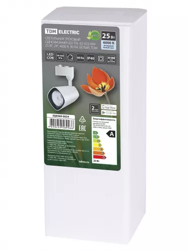 Светильник трековый однофазный LED TRL-02-025-NW 25 Вт, 24°, 4000 К, 90 Ra, белый, TDM фото 6