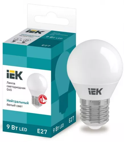 Лампа светодиодная ECO G45 9Вт шар 4000К E27 230В IEK LLE-G45-9-230-40-E27