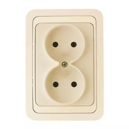 Розетка 2-м СП Mimoza 16А IP20 без заземл. крем/крем. Makel 25017 Розетка 2-м СП Mimoza 16А IP20 без заземл. крем/крем. Makel 25017