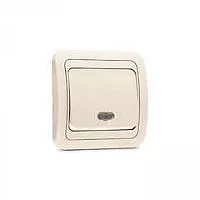 Выключатель 1-кл. СП Mimoza 10А IP20 с подсветкой крем./крем. Makel 25021