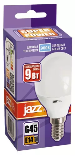 Лампа светодиодная PLED-SP G45 9Вт шар 5000К холод. бел. E14 820лм 230В JazzWay 2859600A фото 2
