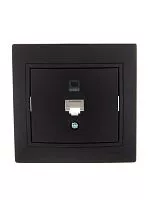 Розетка компьютерная 1-м СП Мира RJ45 черн. бархат LEZARD 701-4242-139