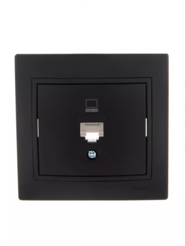 Розетка компьютерная 1-м СП Мира RJ45 черн. бархат LEZARD 701-4242-139