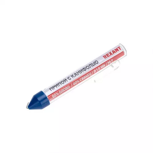Припой с канифолью 20гр. d=1.0мм (Sn60 Pb40 Flux 2.2%) REXANT 09-3103 фото 3