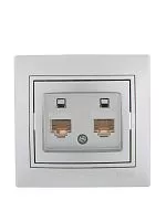 Розетка компьютерная 2-м СП Мира RJ45 метал. сер. LEZARD 701-1010-141