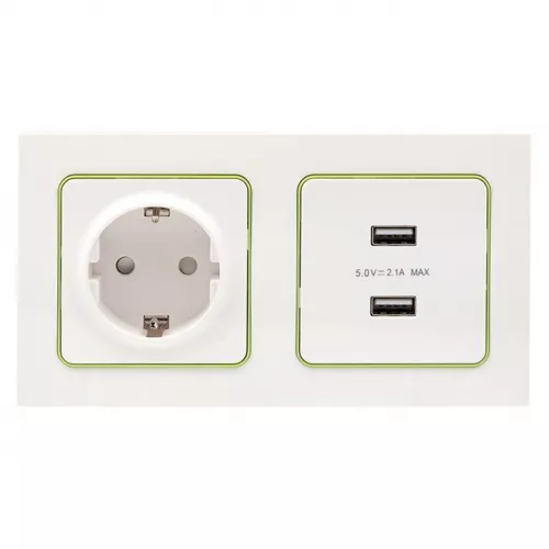Рамка 2-м Стокгольм бел. с линией цвета зел. PROxima EKF EXM-G-303-20 фото 7