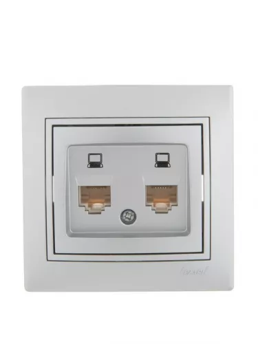 Розетка компьютерная 2-м СП Мира RJ45 метал. сер. LEZARD 701-1010-141